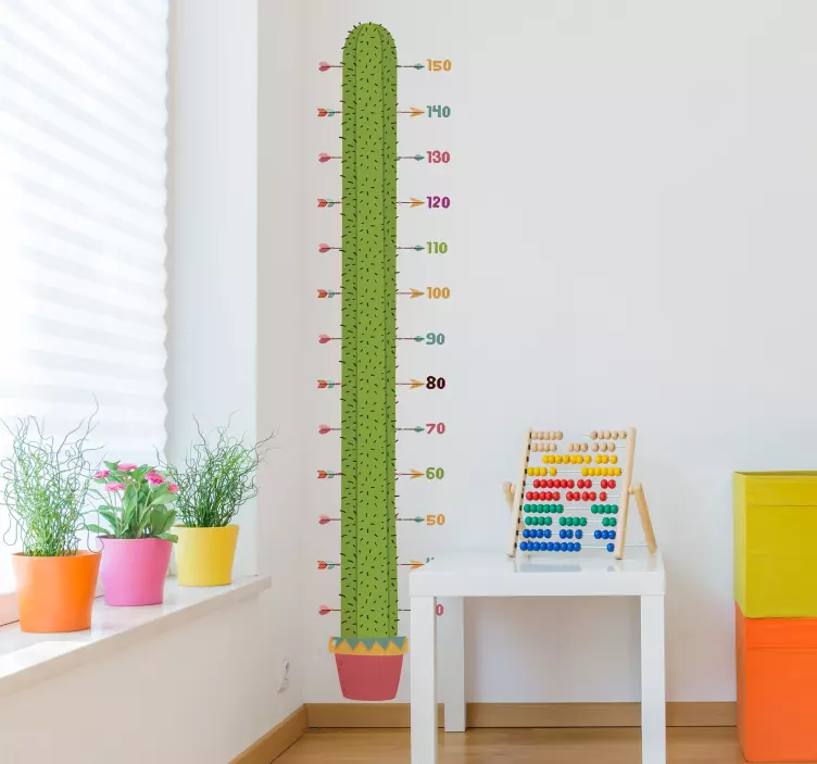 Cactus Height Chart Wall Sticker - TenStickers