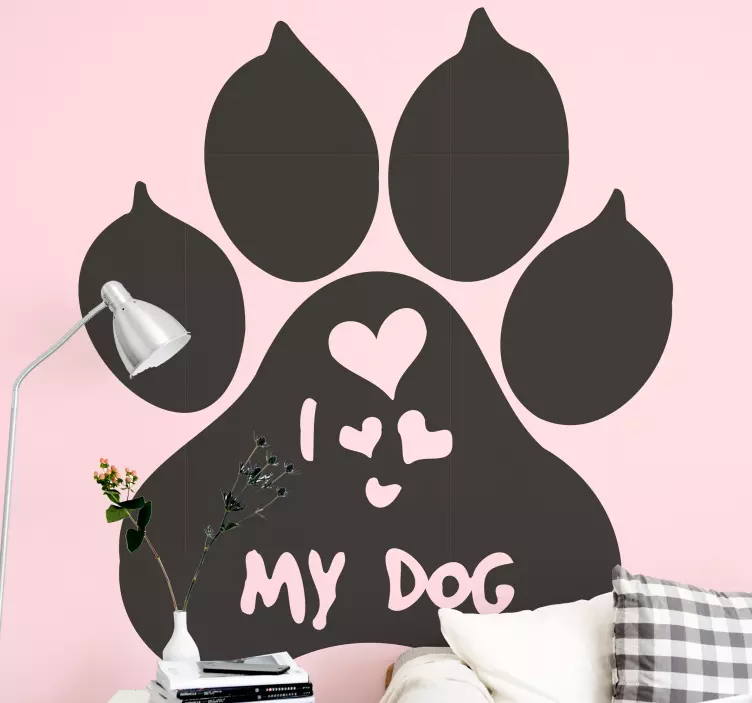 Canine Paw Love cat sticker - TenStickers
