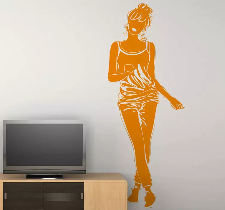 Casual Model Girl Wall Sticker - TenStickers