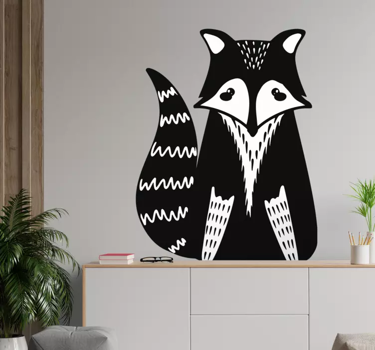 Cat sticker charming raccoon figurine - TenStickers
