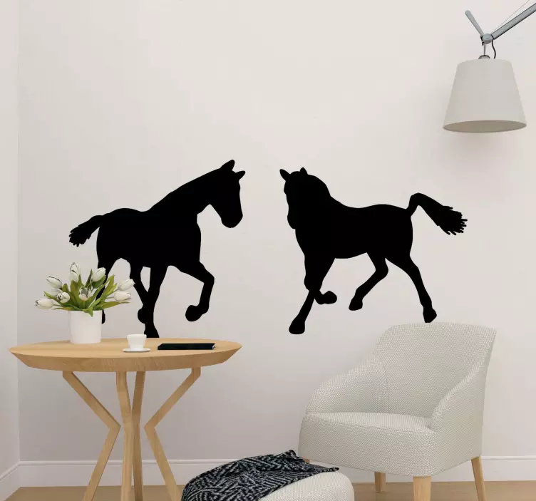 Cat sticker playful horse silhouettes - TenStickers
