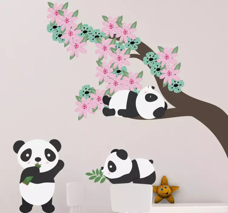 Cat sticker whimsical panda clan - TenStickers