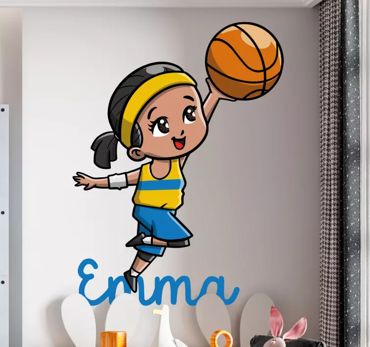 Cheerful Player Jumping basketball sticker - TenStickers