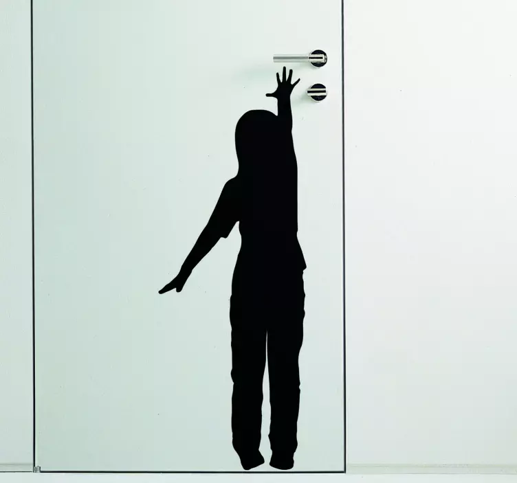 Child Reaching Door Sticker - TenStickers