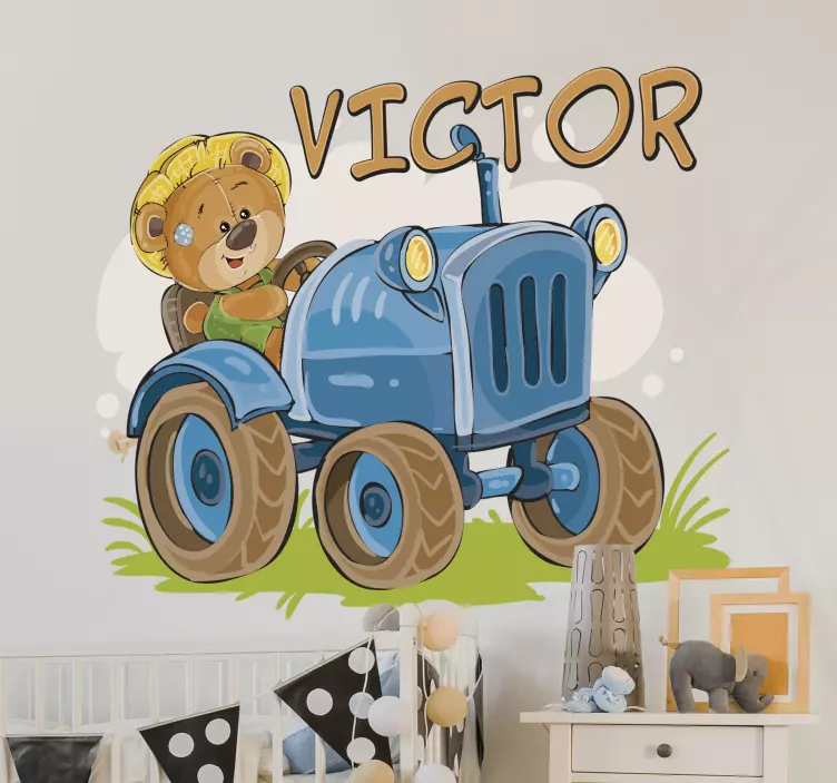 Children´s Tractor Customisable Sticker - TenStickers