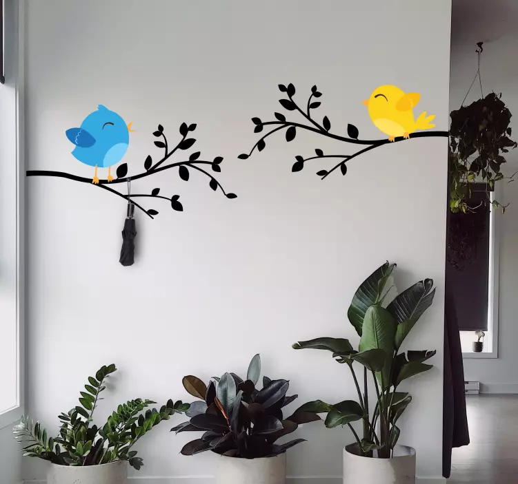 Chirping Colorful Birds coat hanger sticker - TenStickers