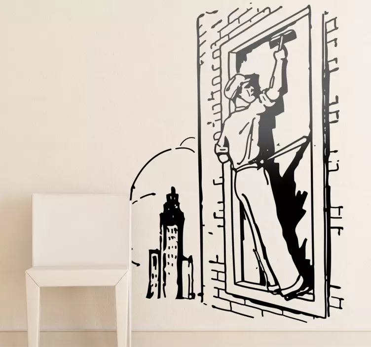 City Window Cleaner Wall Sticker - TenStickers