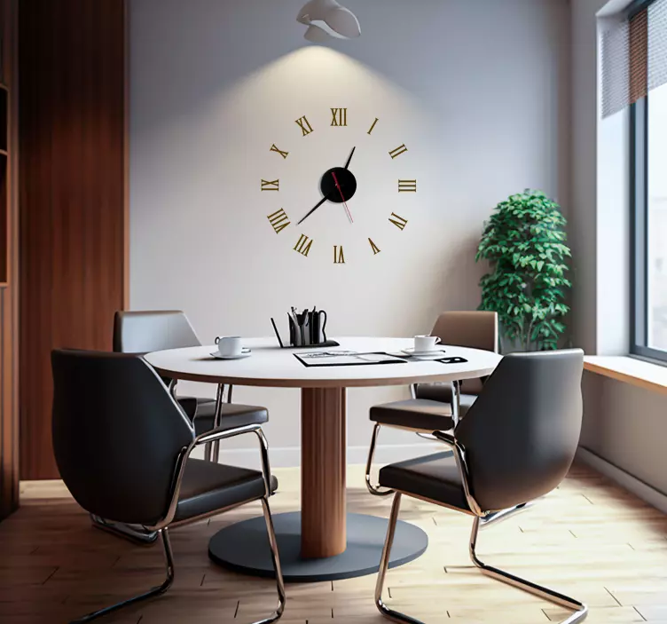 classic roman numbers wall clock sticker - TenStickers