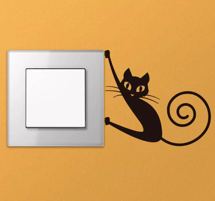 Clinging cat light switch sticker - TenStickers