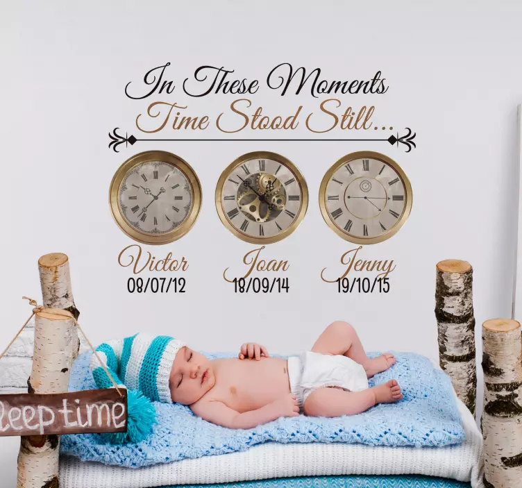 Clock Births Customisable Wall Sticker - TenStickers