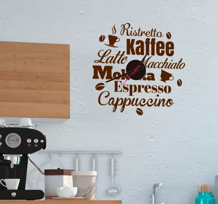 clock with text  wall clock sticker - TenStickers