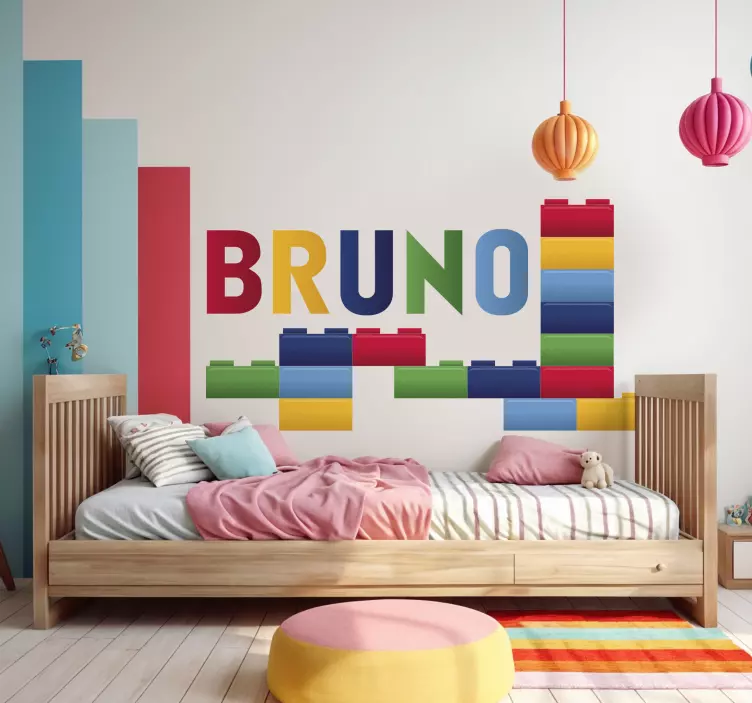 color blocks with name wall stickers children's room - TenStickers