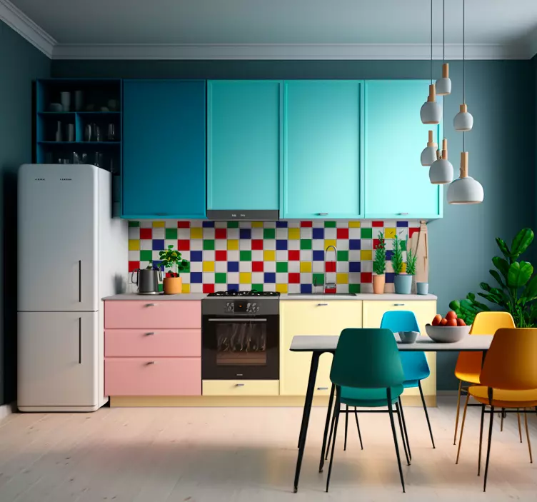 Colores vivos de azulejosVibrant Colorful Tiles plain vinyl - TenStickers