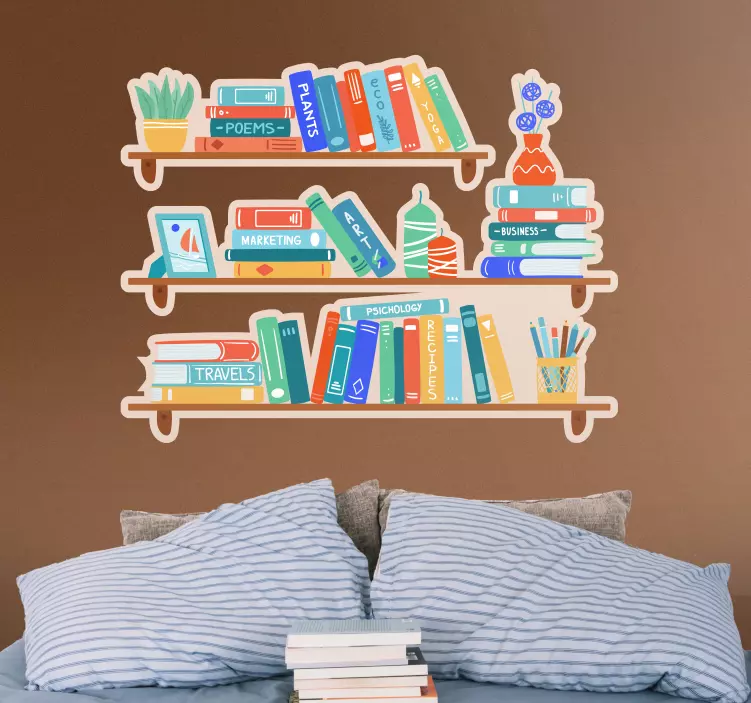 Colorful Bookshelf Arrangement object sticker - TenStickers