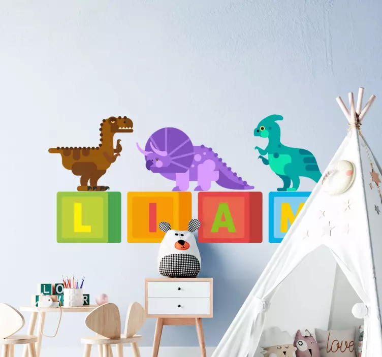 Colorful Dinosaur Blocks kid's sticker - TenStickers