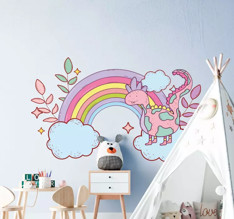Colorful Dinosaur Rainbow dragon wall sticker - TenStickers