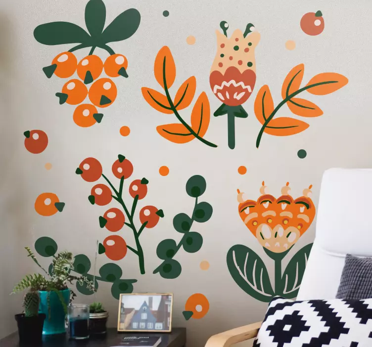 Colorful floral patterns flower wall sticker - TenStickers