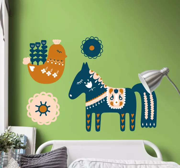 Colorful Folk Animal cat sticker - TenStickers
