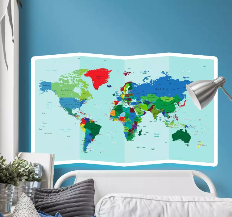 Colorful Geographic Chart world map decal for wall - TenStickers