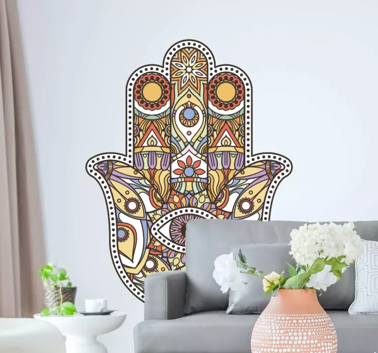 Colorful Hand Design arabic sticker - TenStickers