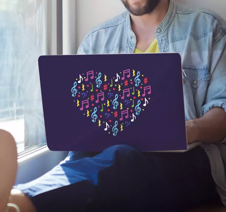 Colorful Heart Notes laptop skin - TenStickers