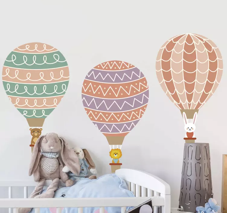 Colorful Hot Air Balloons kid's sticker - TenStickers