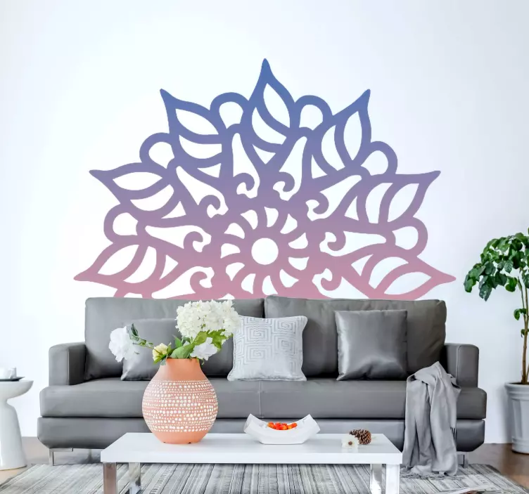 Blue and pink mandala floral wall sticker - TenStickers