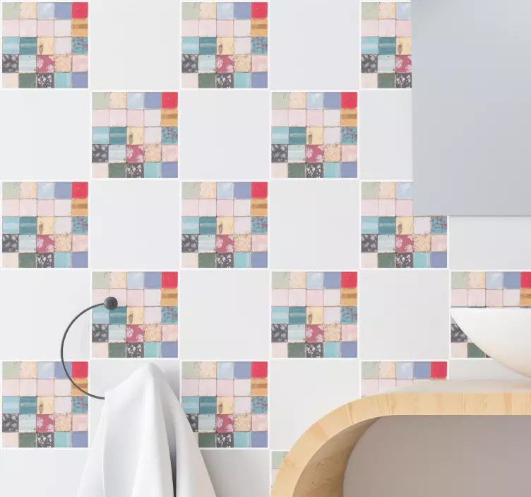 Colorful mosaic squares tile sticker - TenStickers