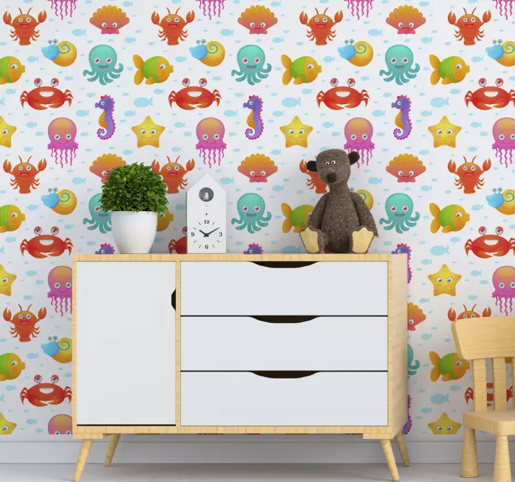 Colorful Ocean Creatures farm animal sticker - TenStickers