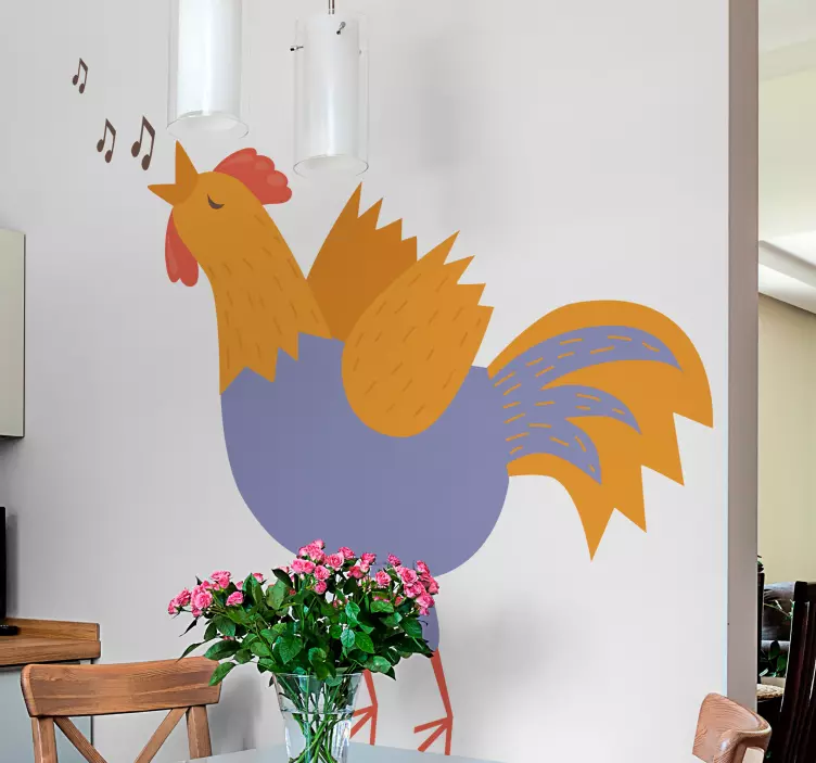 Colorful Singing Rooster farm animal sticker - TenStickers
