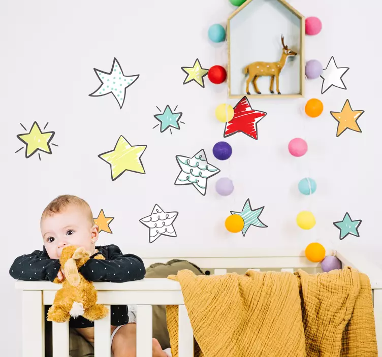 Colorful Star Elements kid's sticker - TenStickers