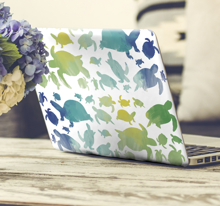 Colorful Turtle Silhouettes laptop skin - TenStickers