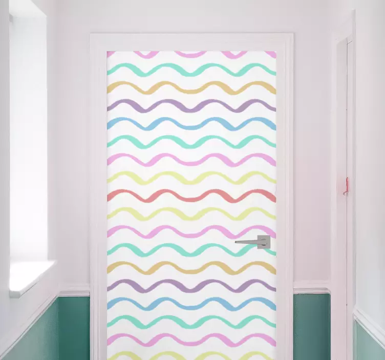 Colorful Wavy Patterns door sticker - TenStickers