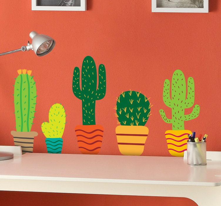 Colourful Cacti  plant Sticker - TenStickers