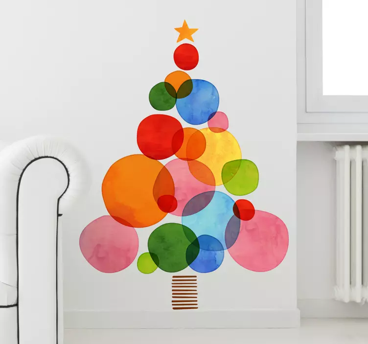Colourful Christmas Tree Sticker - TenStickers