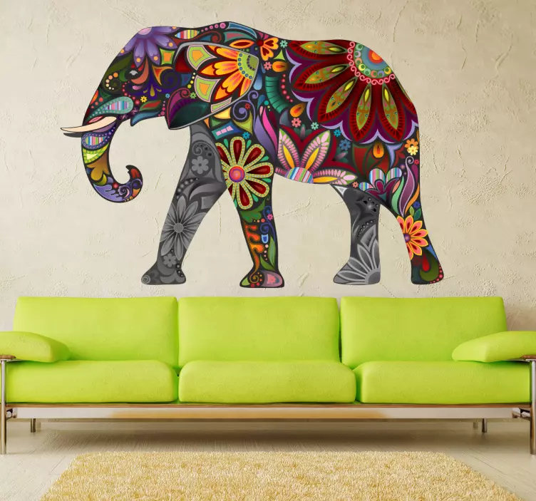 Colourful Elephant Sticker - TenStickers