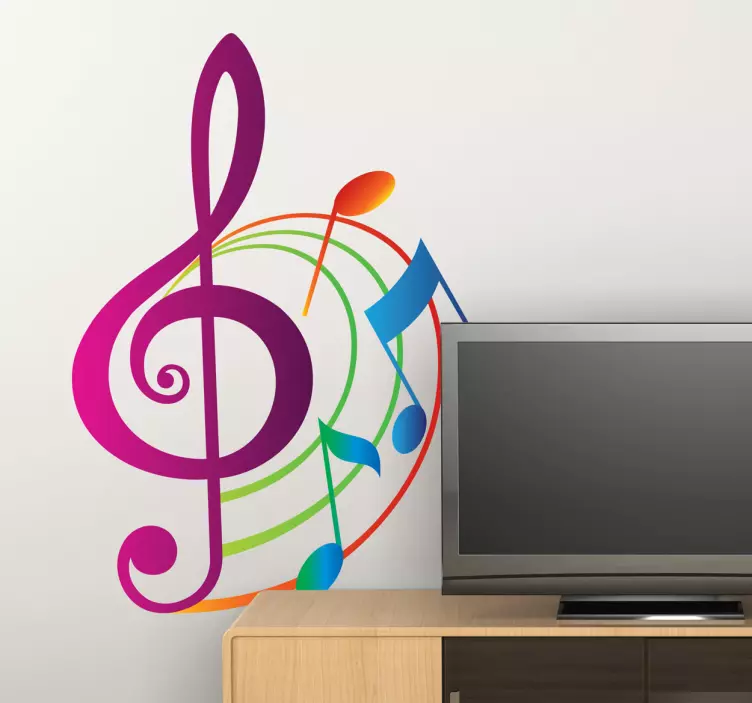 Colourful Musical Notes Decal - TenStickers