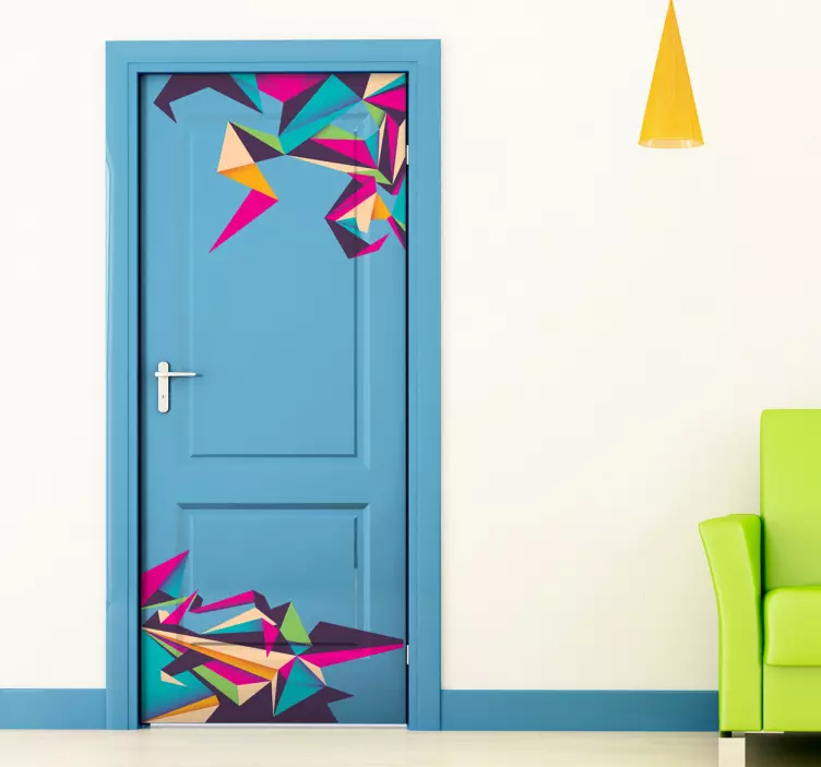 Colourful Origami Designs Door Sticker - TenStickers