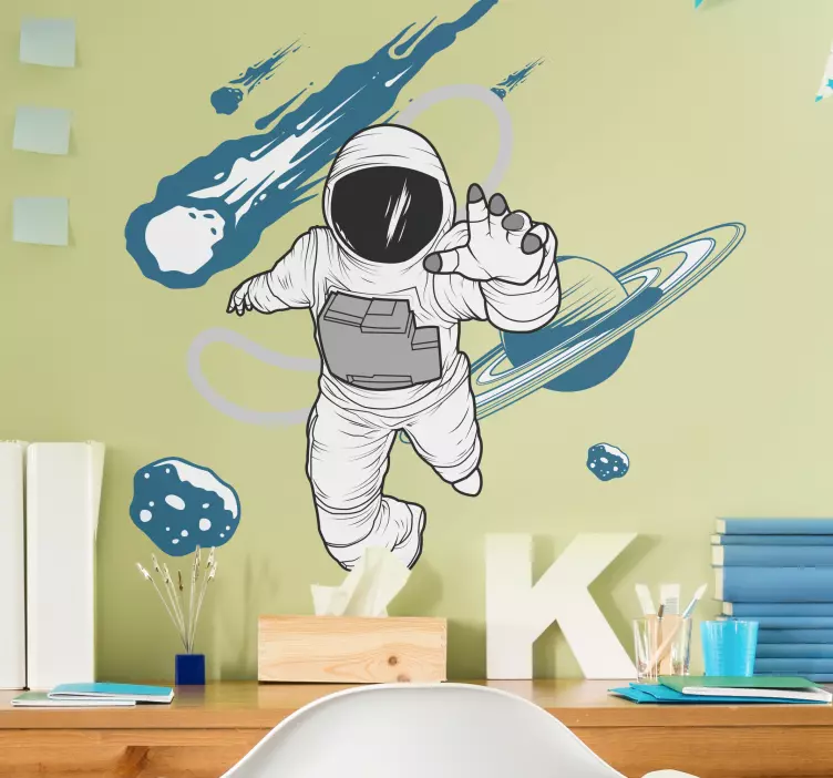 Cosmonaut Drifting Through Cosmos space sticker - TenStickers