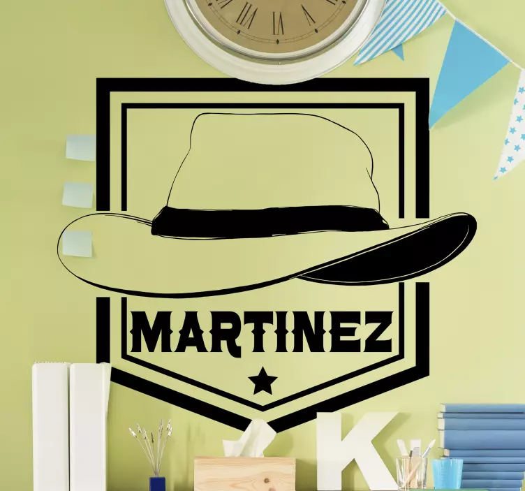 Cowboy hat with name  wall sticker - TenStickers