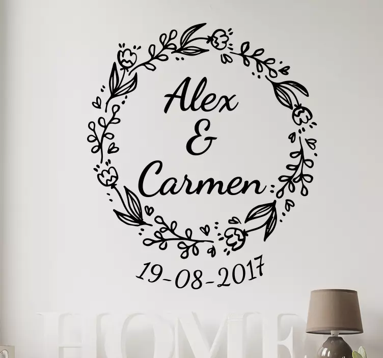 Crown of flowers wedding sticker - TenStickers