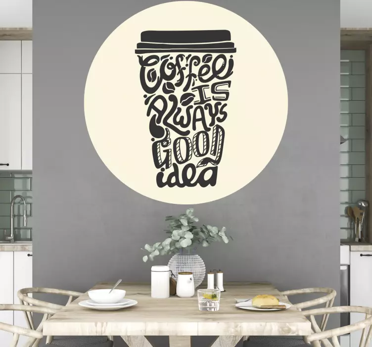 Cup of coffee with sentences service sticker - TenStickers
