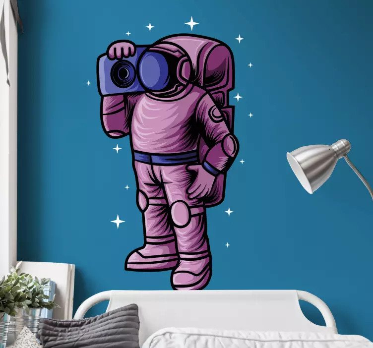 Space sticker curious astronaut exploring space - TenStickers