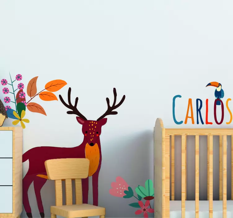 Customizable Deer Illustration cat sticker - TenStickers