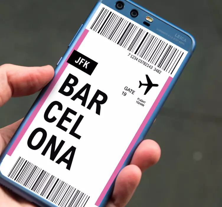 Customizable plane ticket phone decal - TenStickers