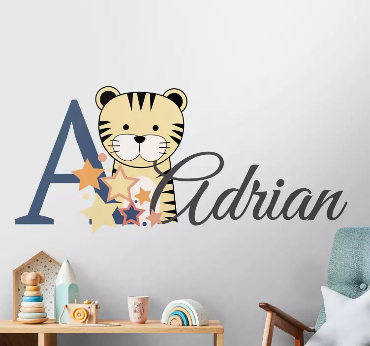 Customizable Tiger Name kid's sticker - TenStickers