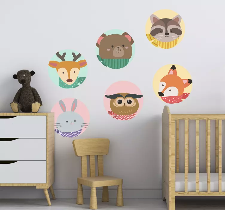 Cute Animal Faces wall decals farm animals - TenStickers