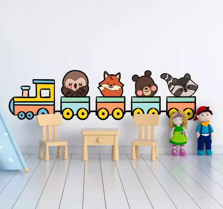 Cute Animal Train kid's sticker - TenStickers