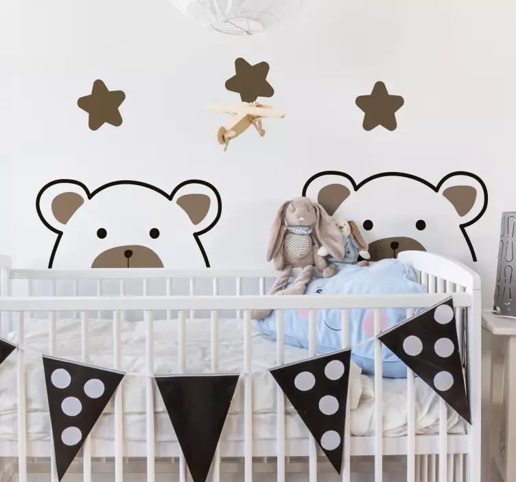 Cute Bear Faces cat sticker - TenStickers