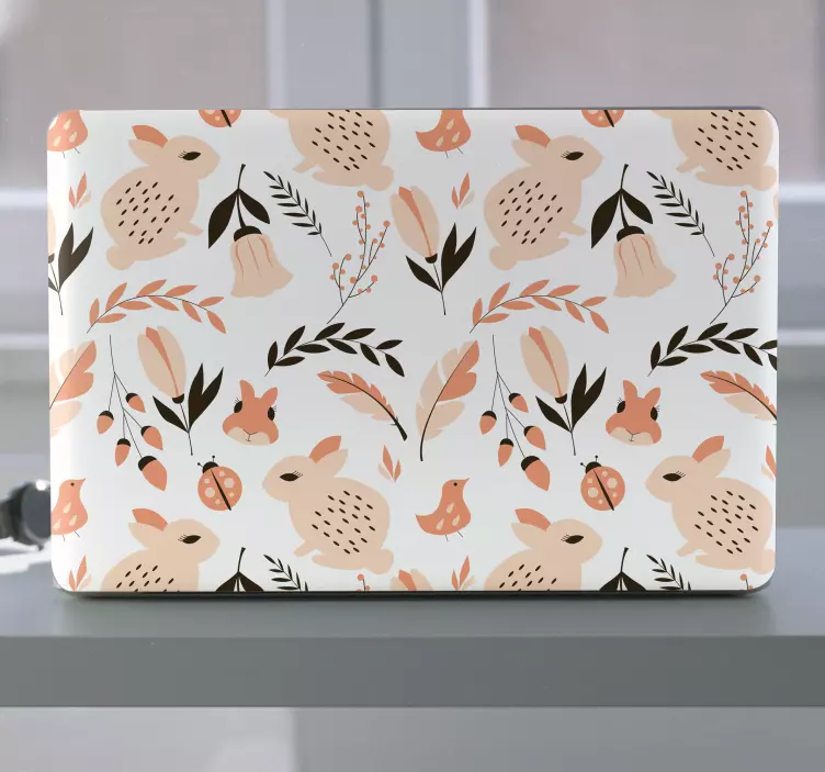 Cute Bunny Pattern laptop skin - TenStickers